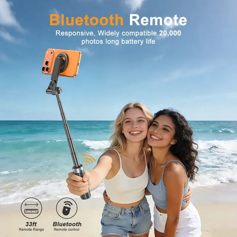 Upgraded Magnetic Selfie Stick 360 Tripod 25in Extendable Bluetooth for Selfies Vlogging