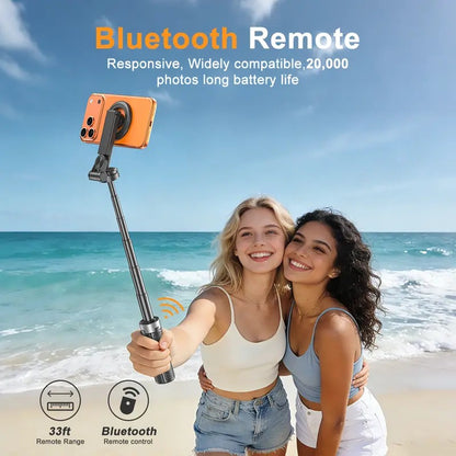 Upgraded Magnetic Selfie Stick 360 Tripod 25in Extendable Bluetooth for Selfies Vlogging