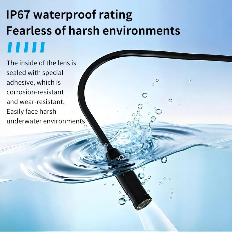 Endoscope Camera – 8 LED, 11.48ft Semi-Rigid Cable, IP67 Waterproof, Plug & Play for iPhone & Android