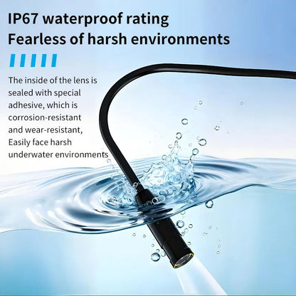Endoscope Camera – 8 LED, 11.48ft Semi-Rigid Cable, IP67 Waterproof, Plug & Play for iPhone & Android