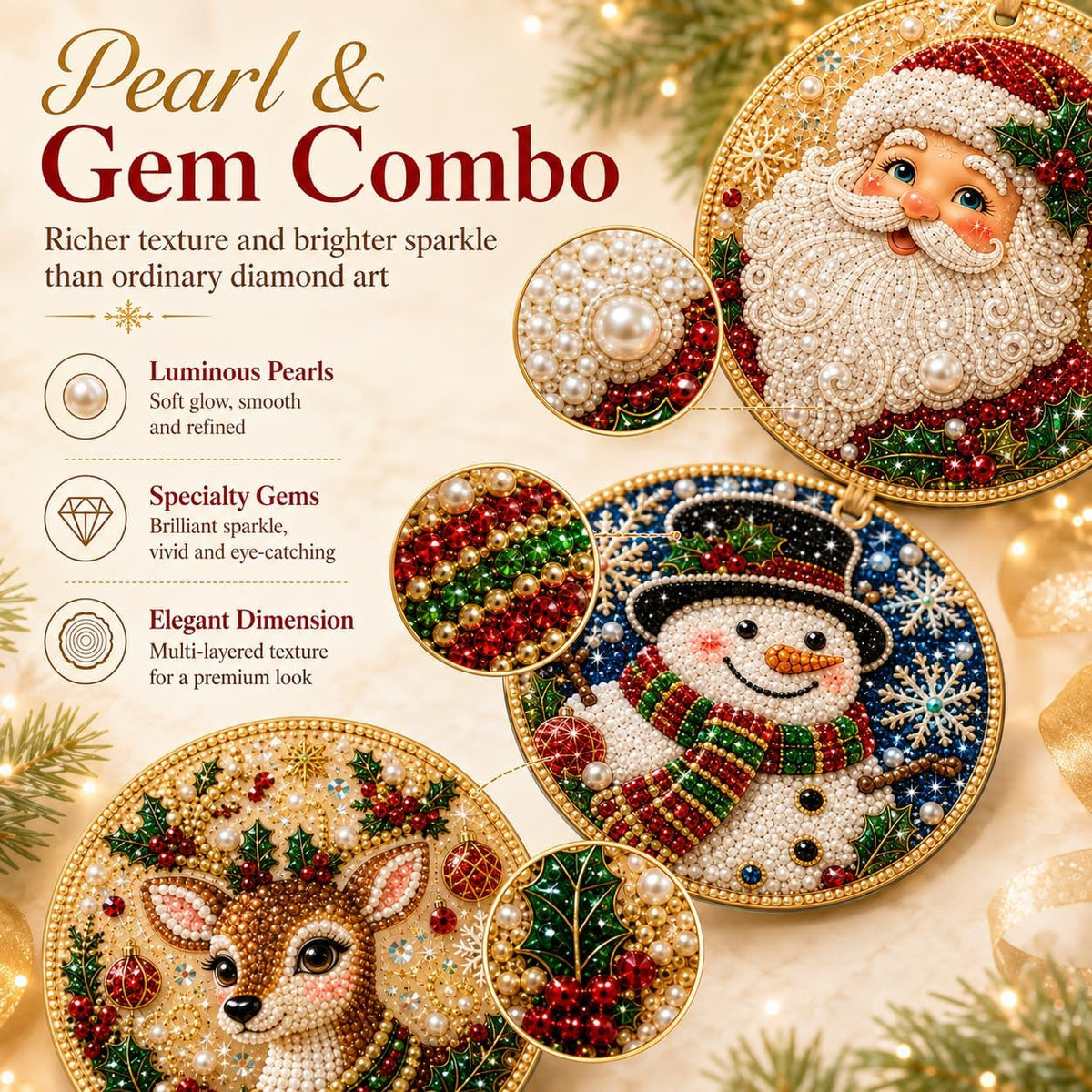 DIY Christmas Diamond Painting Ornament Kit Xmas Tree Hanging Pendant Handmade Craft Gift