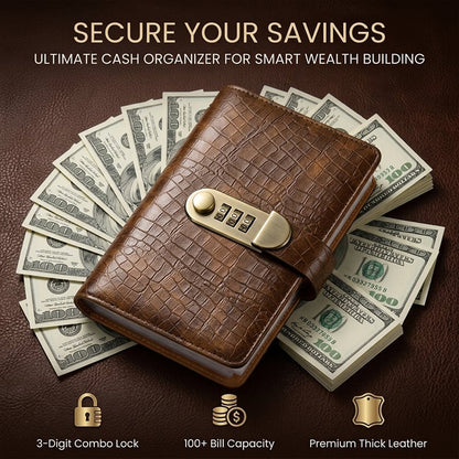 Lockable Savings Notebook - Digit Resettable Password Lock A6 Savings Notebook for Money & Important Items
