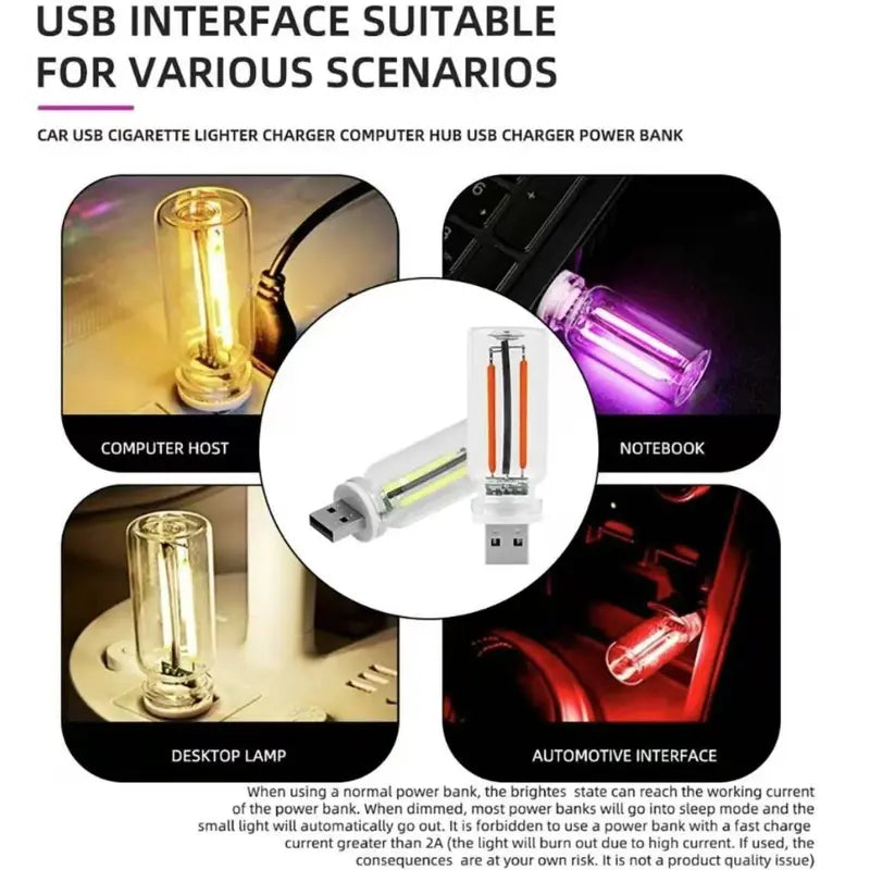 Car USB Touch Dimmable LED Filament Night Light Warm Ambient Light