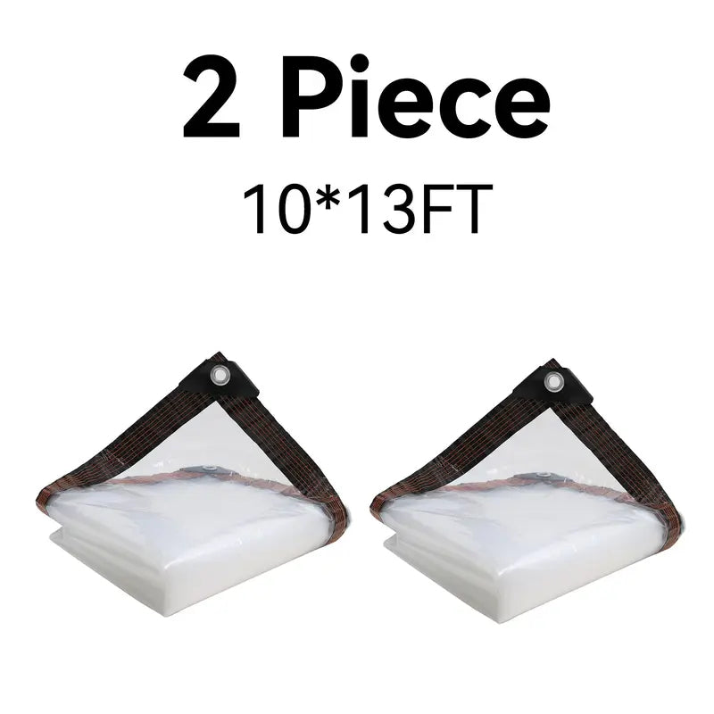 10x13FT Clear Waterproof Heavy Duty Transparent Tarp with Grommets for Patio Garden Outdoor