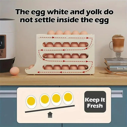 4 Layer Egg Storage Box Refrigerator Egg Organizer Automatic Rolling Rack