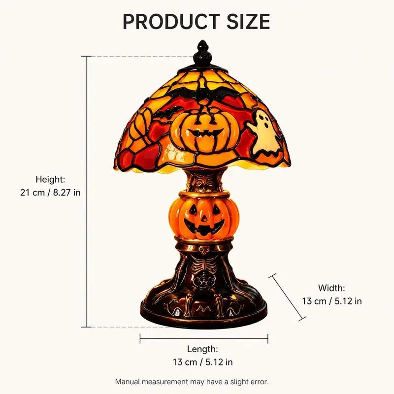 Halloween Retro Pumpkin Bat Desk Lamp – Vintage Glow Night Light