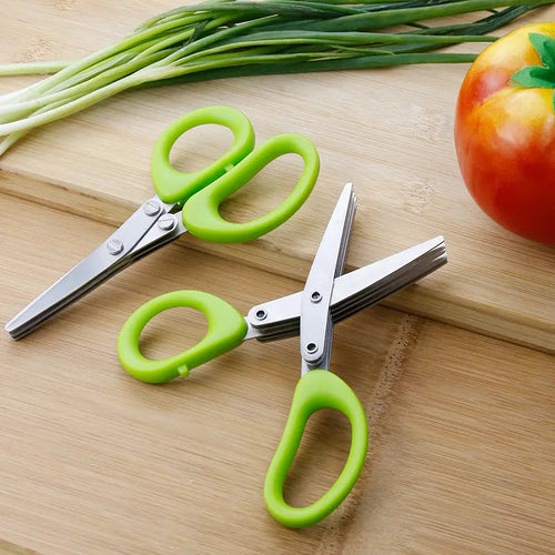 Stainless Steel 5 Blade Herb Scissors Multi Blade Cutting Shears for Kitchen