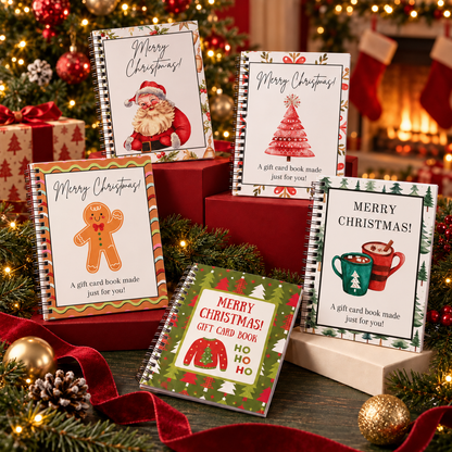 DIY Spiral Bound Merry Christmas Gift Card Album Surprise Page Holder Gift Planner Notebook