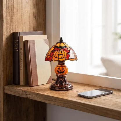 Halloween Retro Pumpkin Bat Desk Lamp – Vintage Glow Night Light