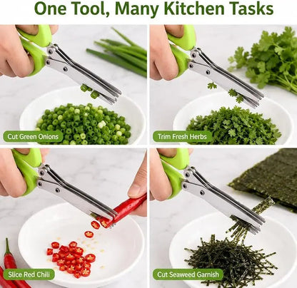 Stainless Steel 5 Blade Herb Scissors Multi Blade Cutting Shears for Kitchen