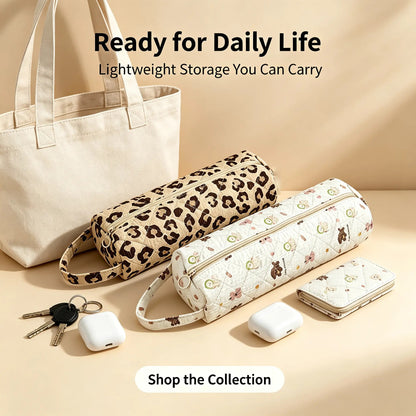 Quilted Multi-Purpose Makeup Pouch with Handle Large Capacity Travel Toiletry Organizer