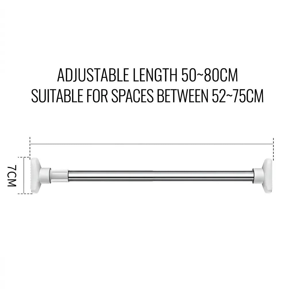 Adjustable No Drill Tension Curtain Rod Telescoping Spring Pole For Bathroom Closet & Window