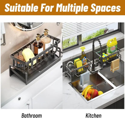 Kitchen Sink Corner Sponge Drain Rack Multifunctional Durable Sink Caddy Kitchen Bathroom