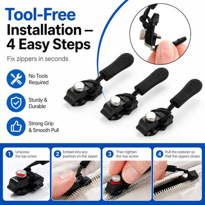 🔧Zipper Repairer 3 Sizes Detachable Tool Free for Bags Jackets Clothes Shoes Boots