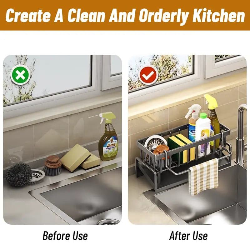 Kitchen Sink Corner Sponge Drain Rack Multifunctional Durable Sink Caddy Kitchen Bathroom