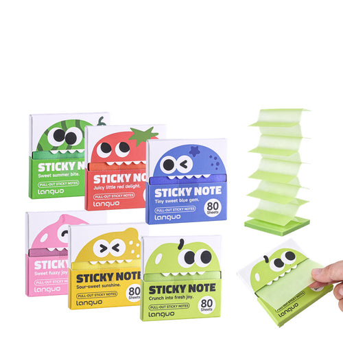 Transparent Pull-Out Glitter Sticky Notes with Fruit Styles