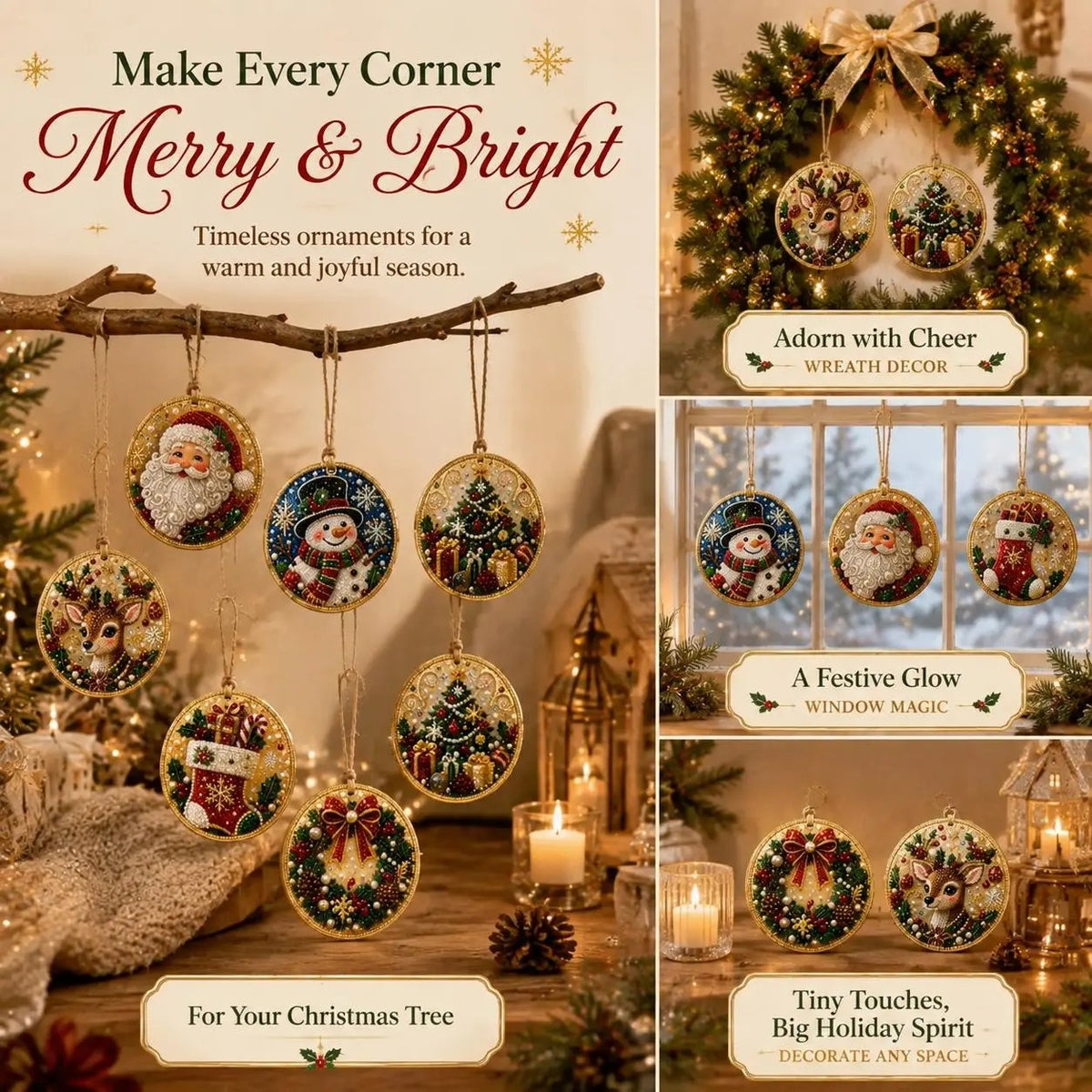 DIY Christmas Diamond Painting Ornament Kit Xmas Tree Hanging Pendant Handmade Craft Gift
