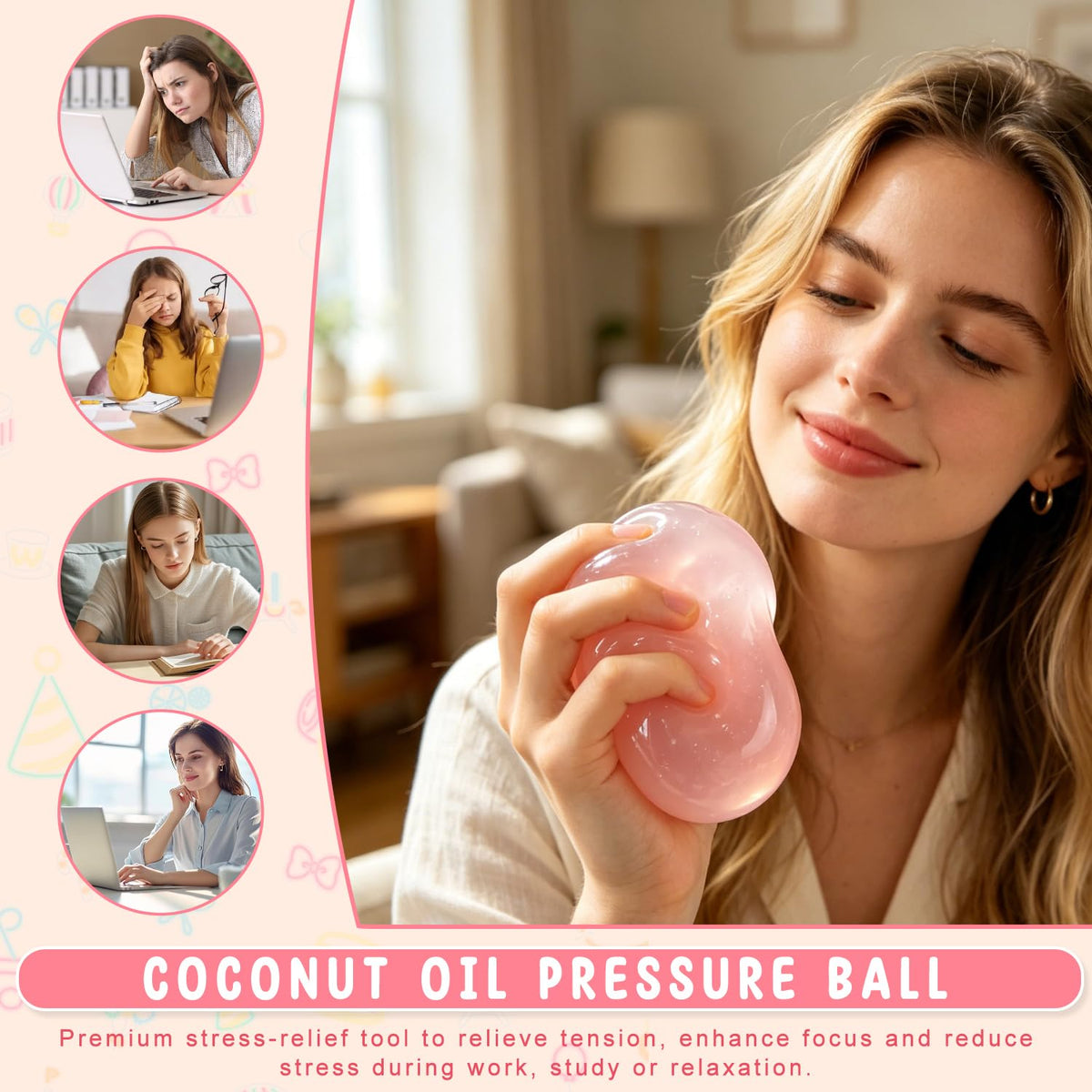 Coconut Oil Squishy Stress Ball – Slow Rising Fidget Toy for Adults & Kids