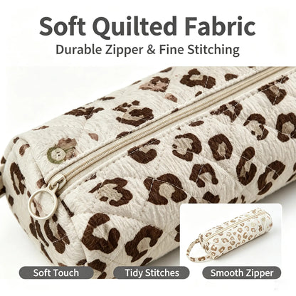 Quilted Multi-Purpose Makeup Pouch with Handle Large Capacity Travel Toiletry Organizer