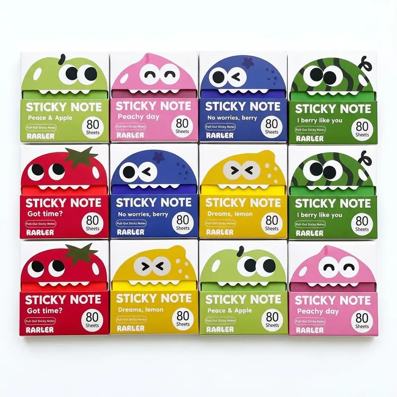 Transparent Pull-Out Glitter Sticky Notes with Fruit Styles