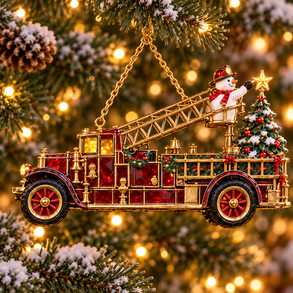 2026 Vintage Fire Truck Christmas Ornaments
