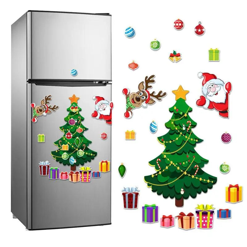 Christmas Refrigerator Magnets Tree Santa Reindeer Snowman for Fridge Kitchen Metal Door Decor