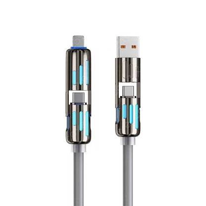 6.6FT 4 in 1 USB C Cable PD Fast Charging Data Sync USB A Type C Lightning Aluminum