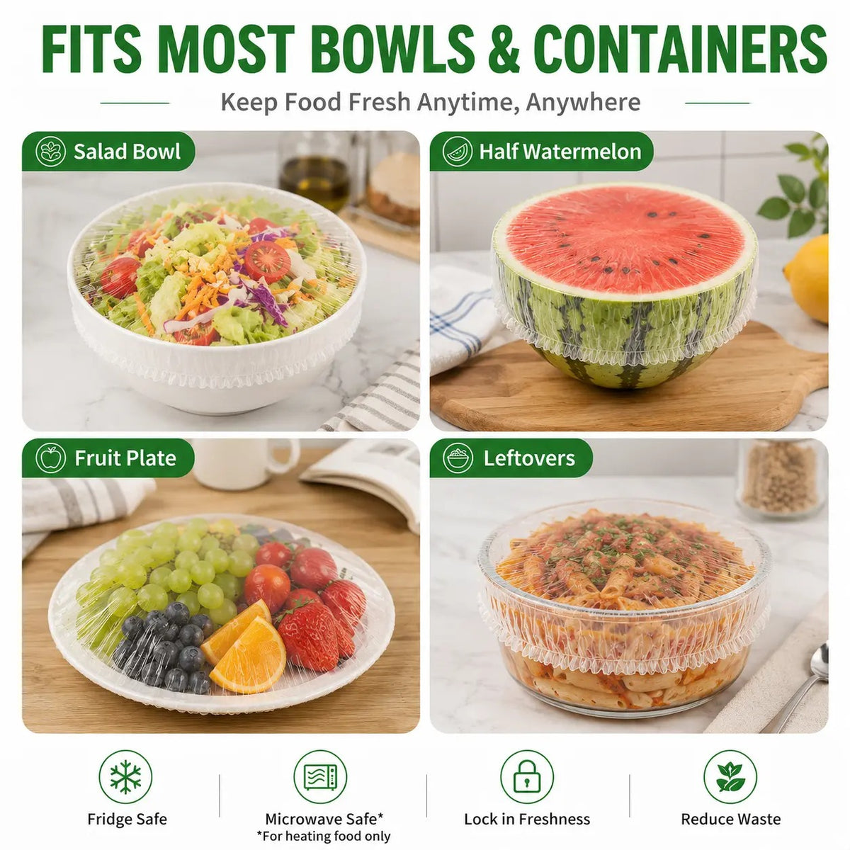 40% OFF Plastic Wrap Alternative for Food Storage Elastic Kitchen Bowl & Plate Lids Disposable Stretch Food Covers