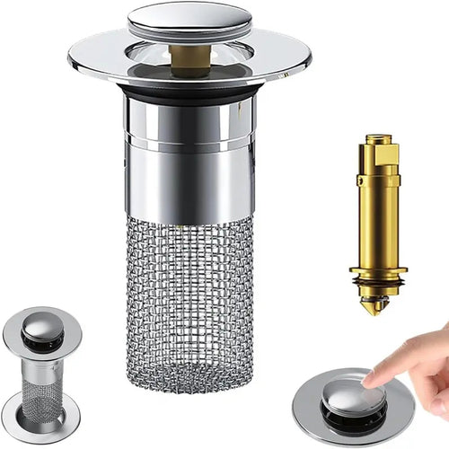 Sink Drain Filter Stainless Steel Removable Basket Pop Up Drain Plug