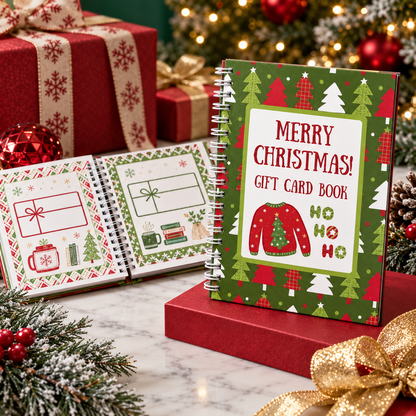 DIY Spiral Bound Merry Christmas Gift Card Album Surprise Page Holder Gift Planner Notebook