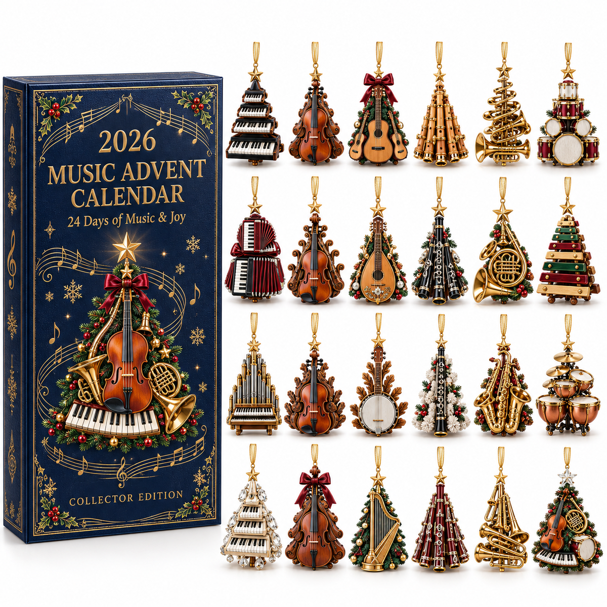 Christmas Music Lovers Advent Calendar 24 Unique Musical Instrument Miniatures Gift