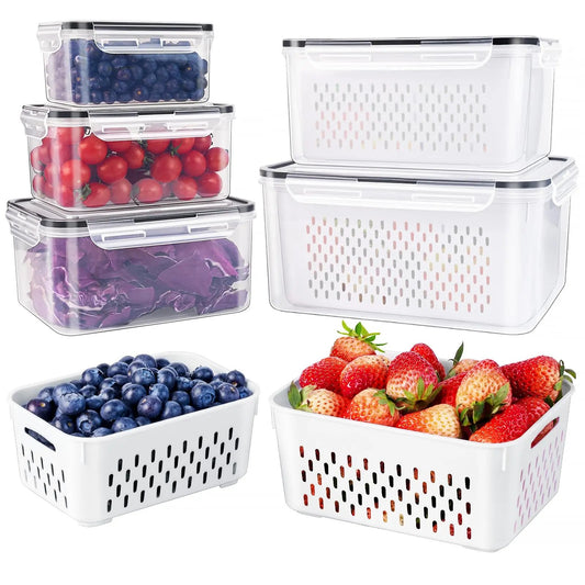 Stackable Fridge Organizer with Removable Colander – BPA-Free Fruit & Veggie Storage Container
