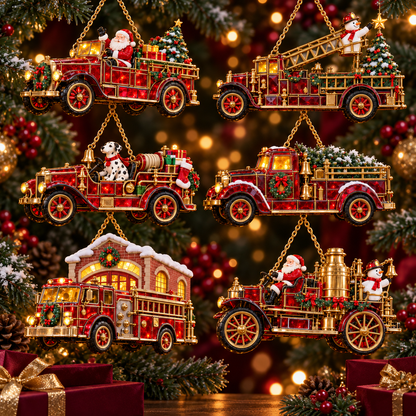 2026 Vintage Fire Truck Christmas Ornaments