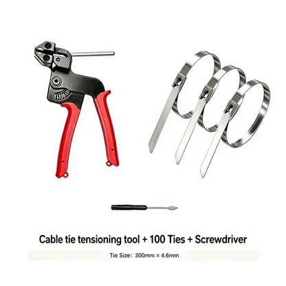 Heavy Duty 304 Stainless Steel Cable Tie Tool Set 11.8 Inch Self Locking Metal Zip Ties Removal Screwdriver
