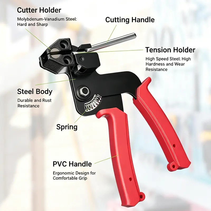 Heavy Duty 304 Stainless Steel Cable Tie Tool Set 11.8 Inch Self Locking Metal Zip Ties Removal Screwdriver