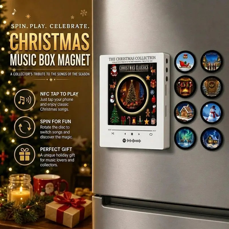 Christmas Vinyl Fridge Magnet Music Player 9 Vinyl Records Mini Player NFC Gift