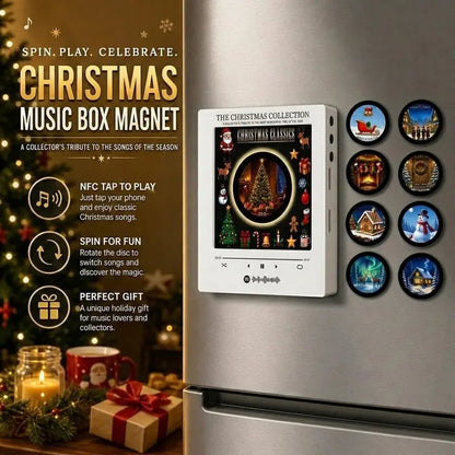 Christmas Vinyl Fridge Magnet Music Player 9 Vinyl Records Mini Player NFC Gift
