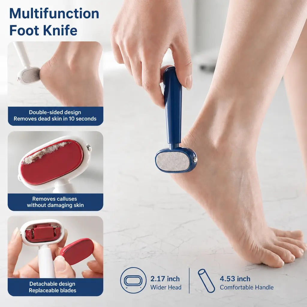 Dual Sided Foot Callus Remover with Replaceable Stainless Steel Blade Portable Manual Pedicure Tool