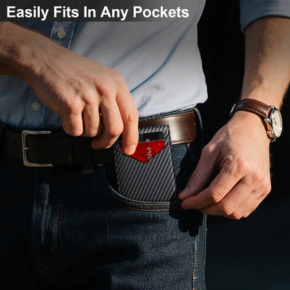 Men's RFID Minimalist Bifold Wallet With Pop Up Card Holder Money Clip & ID Window