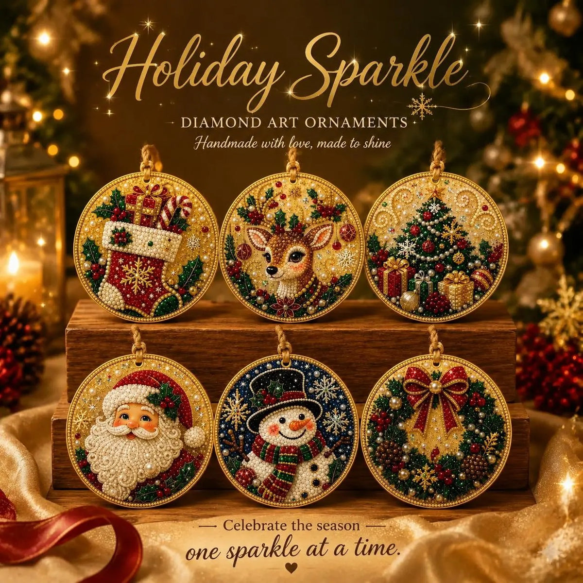 DIY Christmas Diamond Painting Ornament Kit Xmas Tree Hanging Pendant Handmade Craft Gift