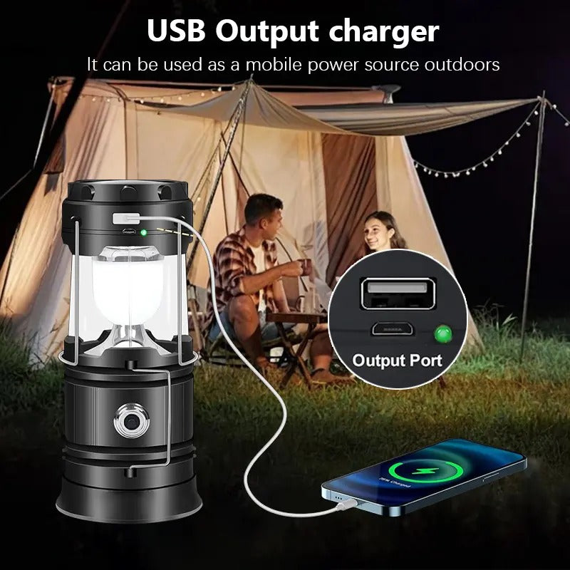 Foldable Waterproof Solar LED Emergency Lantern With Flashlight For Outages And Hiking