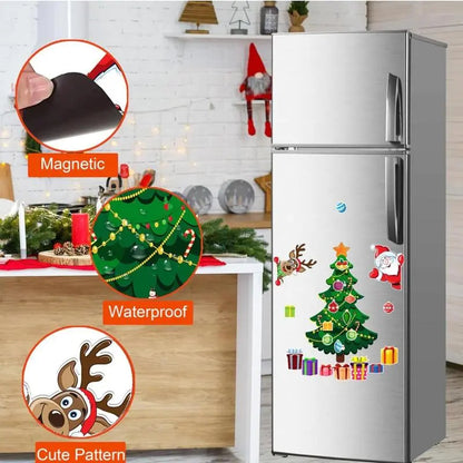 Christmas Refrigerator Magnets Tree Santa Reindeer Snowman for Fridge Kitchen Metal Door Decor
