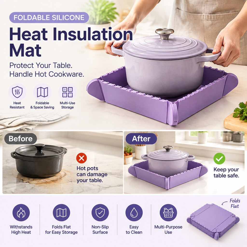 Magnetic Silicone Trivet 🧲 Foldable Pot Mat & Small Kitchen Tray