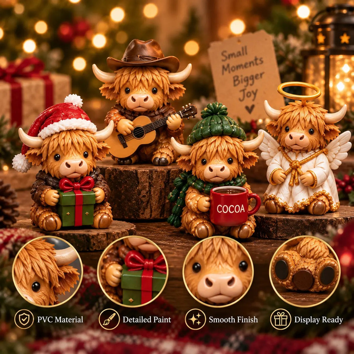 24 Day Highland Cow Advent Calendar Christmas Countdown Gift Box with Collectible Mini Figurines for Kids