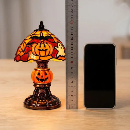 Halloween Retro Pumpkin Bat Desk Lamp – Vintage Glow Night Light