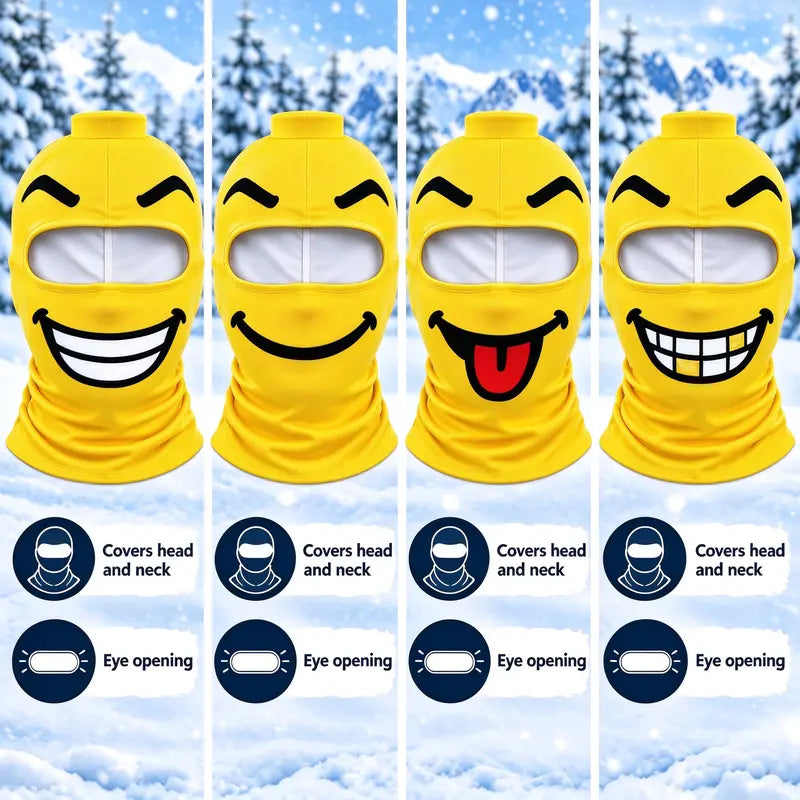 Funny Smiley Face Balaclava Lightweight Knit Winter Face Cover for Skiing Snowboarding
