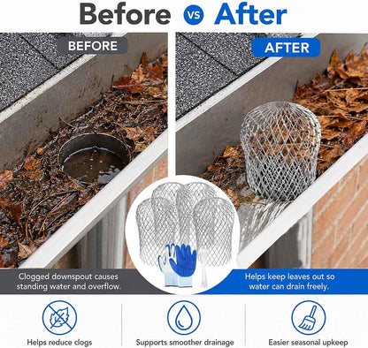 Aluminum Alloy Gutter Guard 2 PCS Downspout Strainer Anti Clog Leaf Catcher Home Drainage