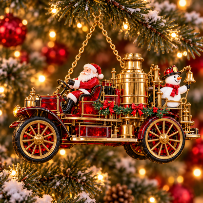 2026 Vintage Fire Truck Christmas Ornaments