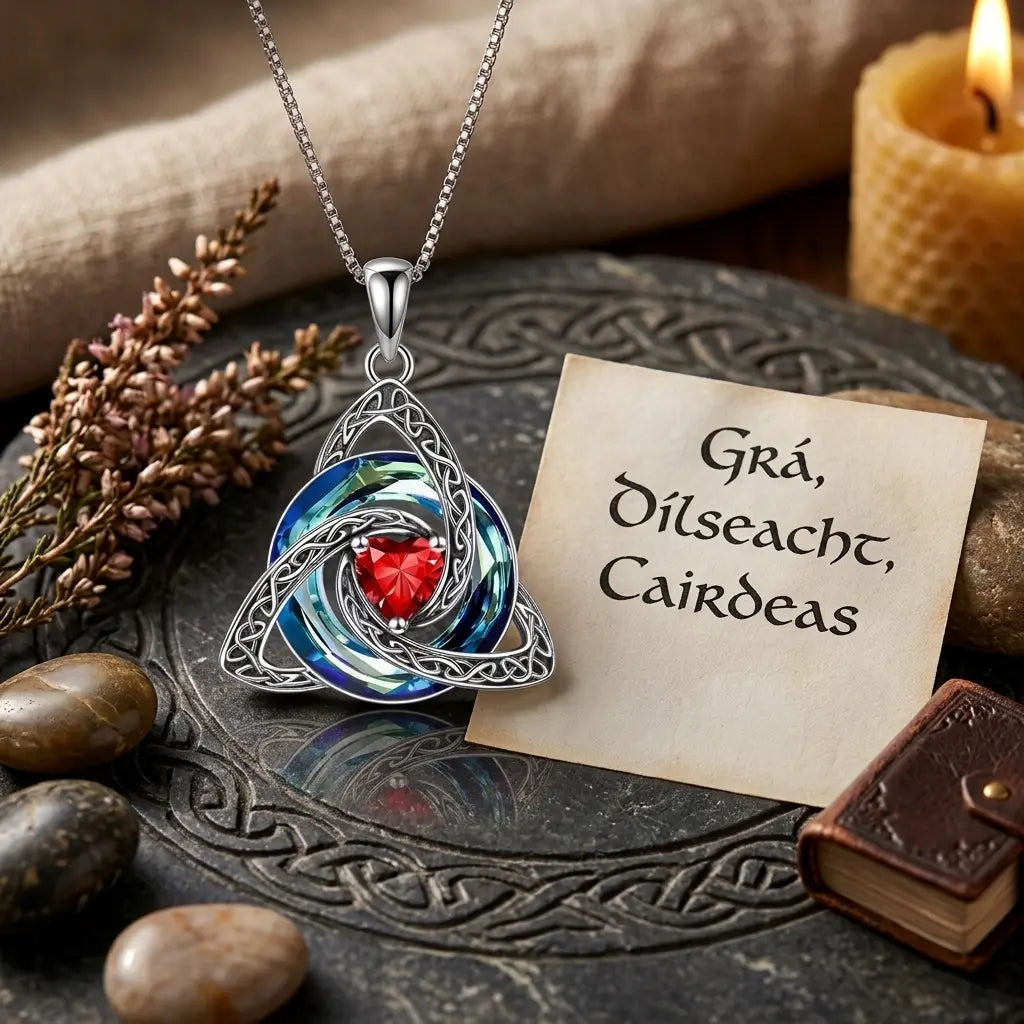 ✝️✨ Birthstone Celtic Knot Necklace – Trinity Crystal Pendant for Mom, Silver Plated Adjustable Chain, Faith Love Unity Birthday Gift💎❤️
