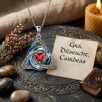 ✝️✨ Birthstone Celtic Knot Necklace – Trinity Crystal Pendant for Mom, Silver Plated Adjustable Chain, Faith Love Unity Birthday Gift💎❤️